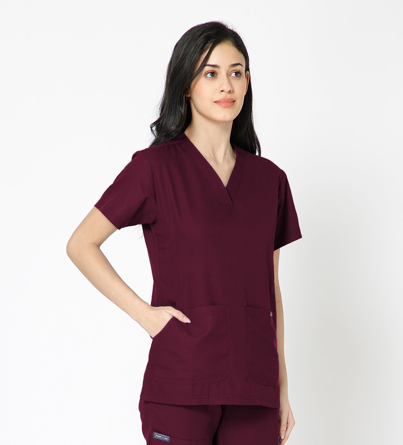 Healer's Line Classic Women’s V-Neck Scrub Top (Wine)