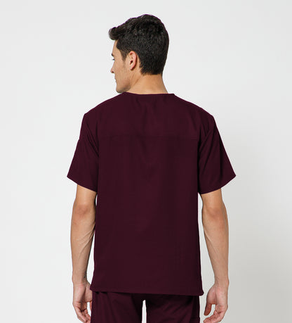 Healer's Line Classic Men’s V-Neck Scrub Top (Wine)