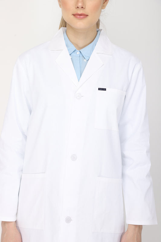 Women's Lab Coat Apron (Button Closure) Full Sleeve - Length 32"