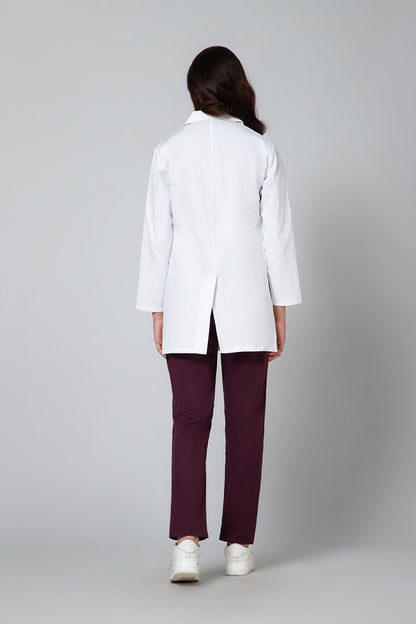 Women's Lab Coat Apron (Button Closure) Full Sleeve - Length 32"