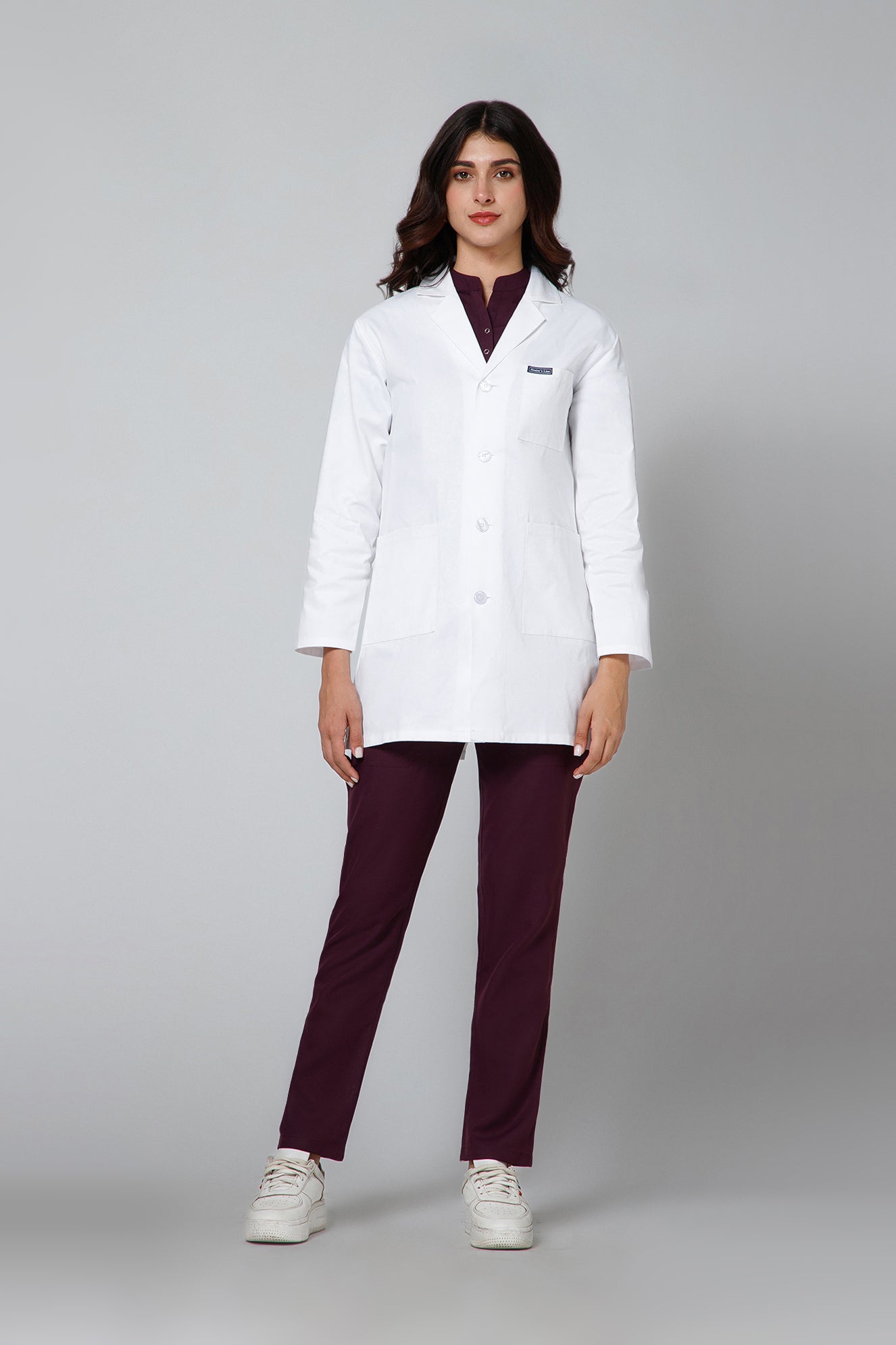 Women's Lab Coat Apron (Button Closure) Full Sleeve - Length 32"
