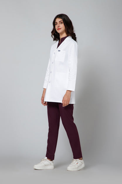 Women's Lab Coat Apron (Button Closure) Full Sleeve - Length 32"