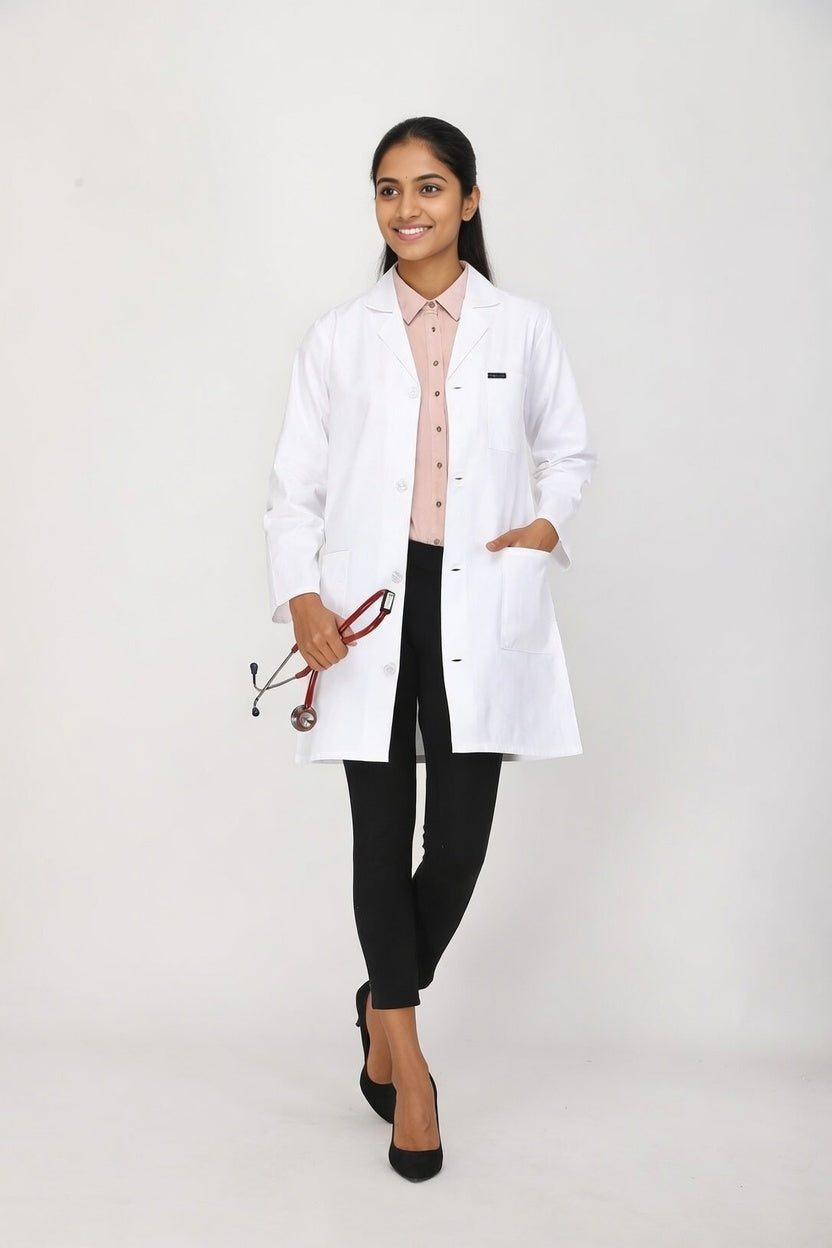 Women's Lab Coat Apron (Button Closure) Full Sleeve - Length 35 ...