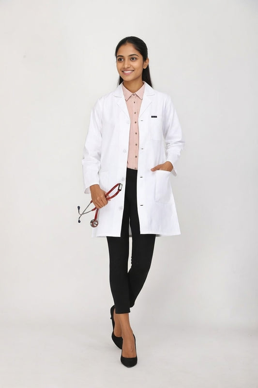 Women's Lab Coat Apron (Button Closure) Full Sleeve - Length 35"
