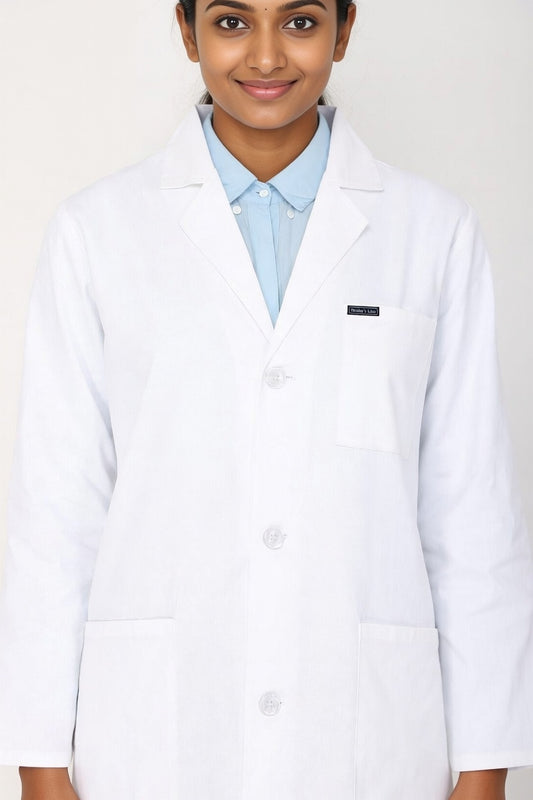 Women's Lab Coat Apron (Button Closure) Full Sleeve - Length 37"