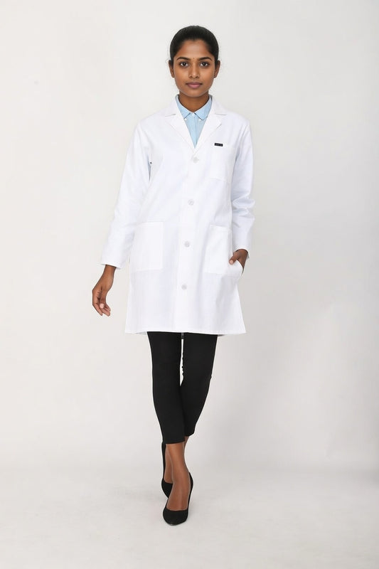 Women's Lab Coat Apron (Button Closure) Full Sleeve - Length 37"