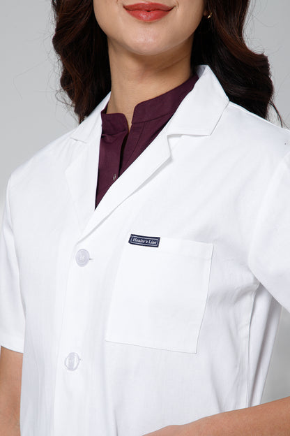 Women's Lab Coat Apron (Button Closure) Half Sleeve - Length 32"