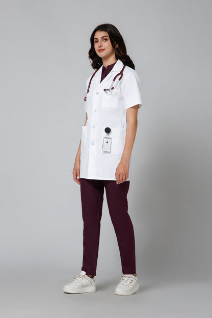 Women's Lab Coat Apron (Button Closure) Half Sleeve - Length 32"