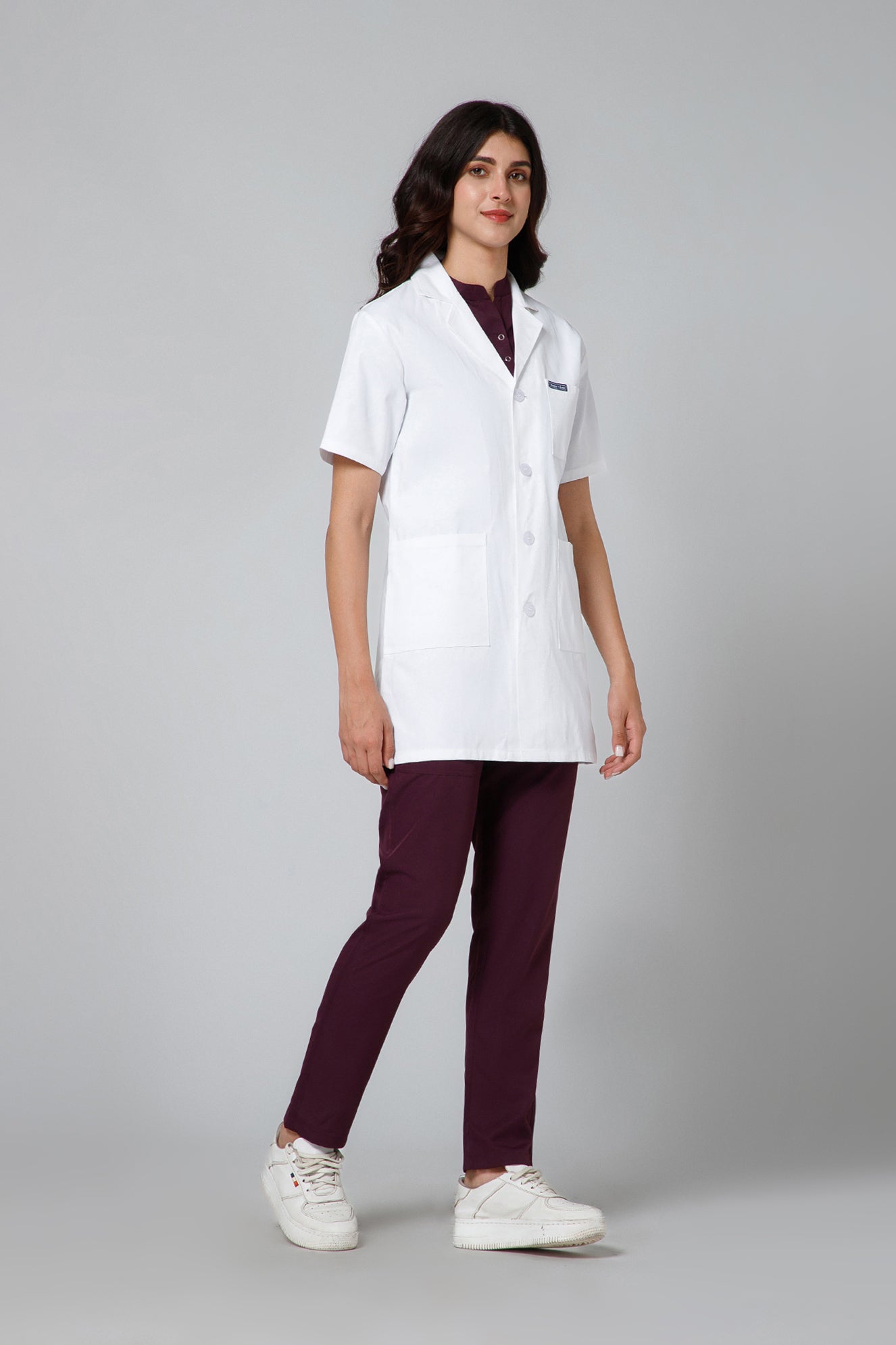 Women's Lab Coat Apron (Button Closure) Half Sleeve - Length 32"