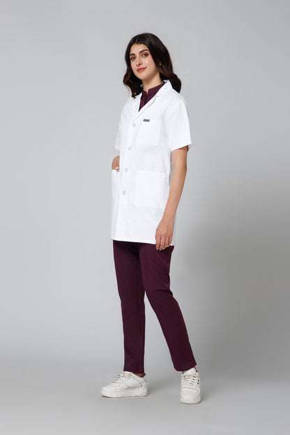 Women's Lab Coat Apron (Button Closure) Half Sleeve - Length 32"