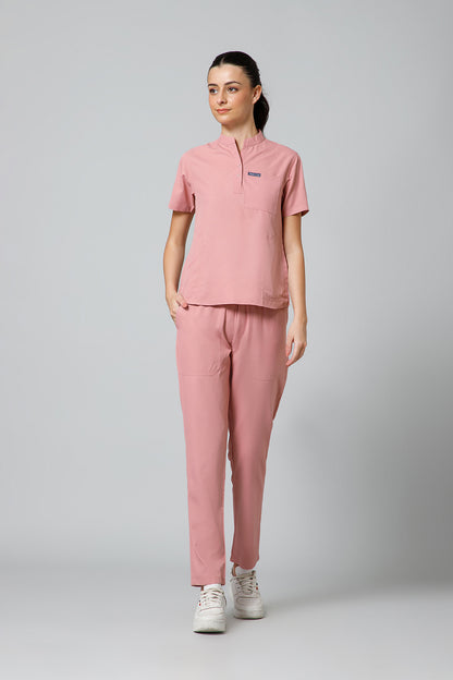 Women’s Mandarin Collar Scrub Suit (Dark Peach) LFP Fabric