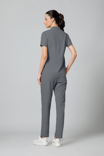 Women’s Mandarin Collar Scrub Suit (Grey) LFP Fabric