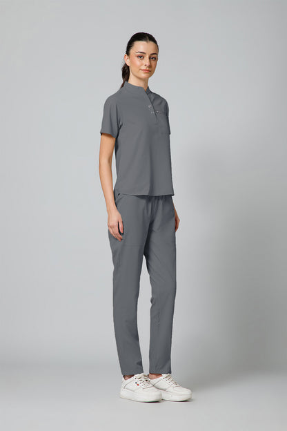 Women’s Mandarin Collar Scrub Suit (Grey) LFP Fabric