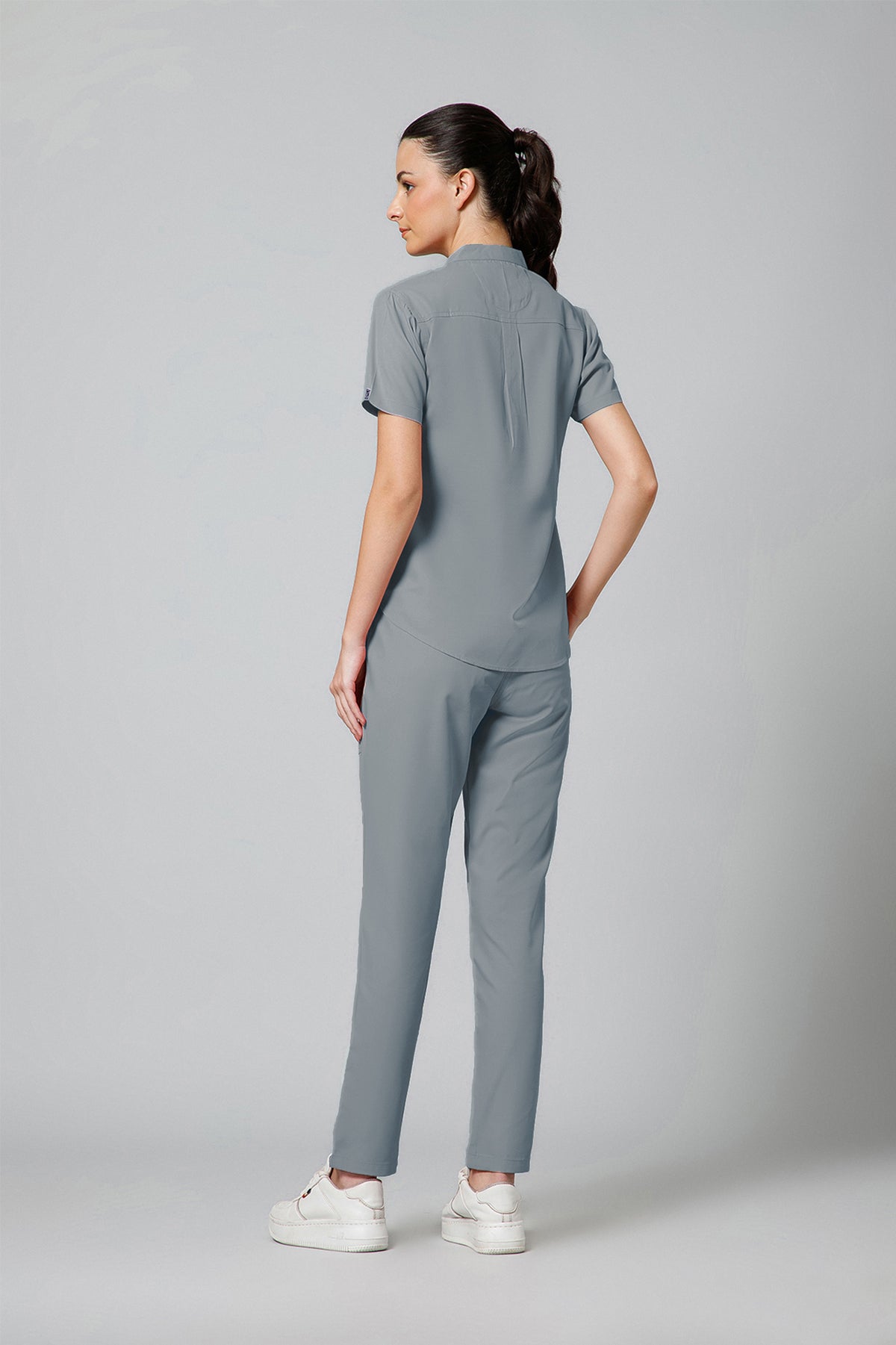 Women’s Mandarin Collar Scrub Suit (Grey) LFP Fabric