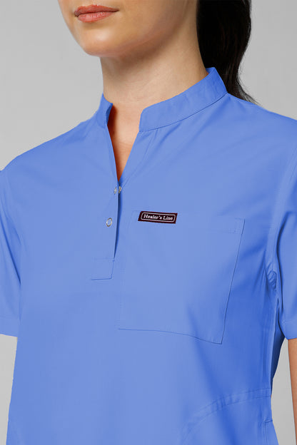 Women’s Mandarin Collar Scrub Suit (Lavender) LFP Fabric
