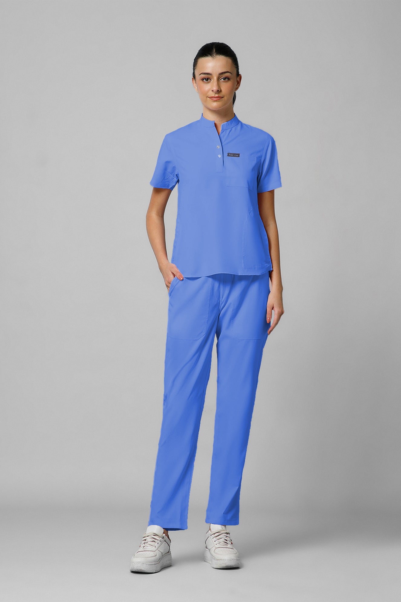 Women’s Mandarin Collar Scrub Suit (Lavender) LFP Fabric