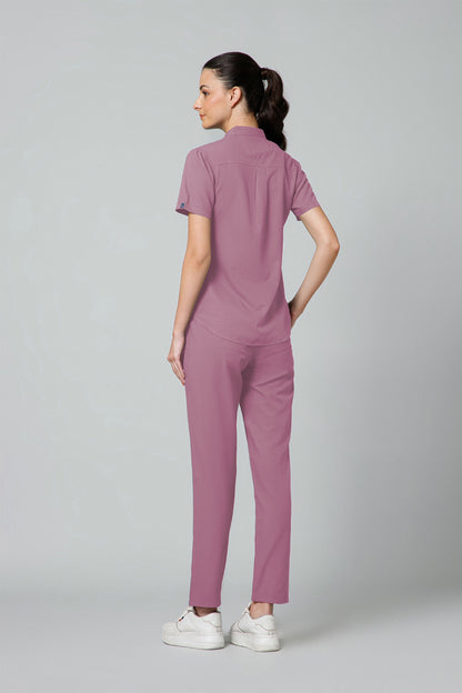 Women’s Mandarin Collar Scrub Suit (Mauve) LFP Fabric