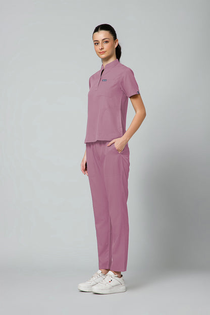 Women’s Mandarin Collar Scrub Suit (Mauve) LFP Fabric