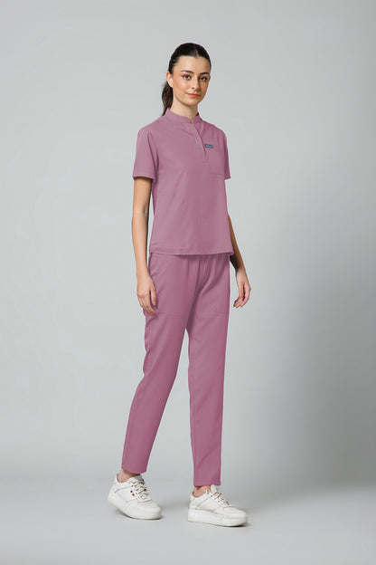 Women’s Mandarin Collar Scrub Suit (Mauve) LFP Fabric