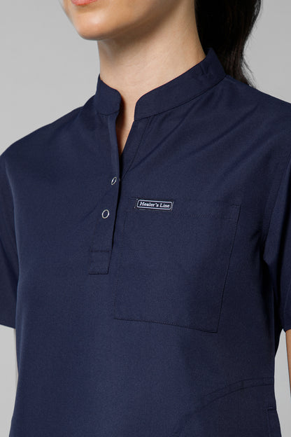 Women’s Mandarin Collar Scrub Suit (Navy) LFP Fabric