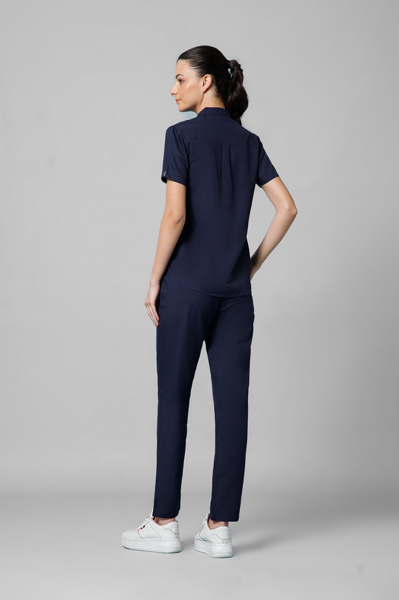 Women’s Mandarin Collar Scrub Suit (Navy) LFP Fabric
