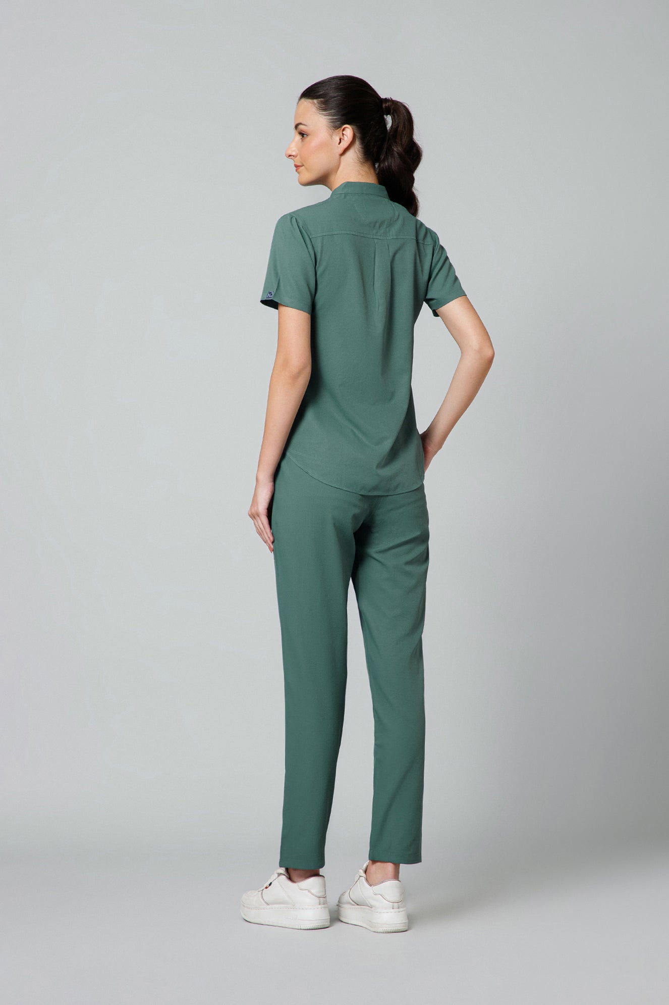 Women’s Mandarin Collar Scrub Suit (Medium Olive) LFP Fabric