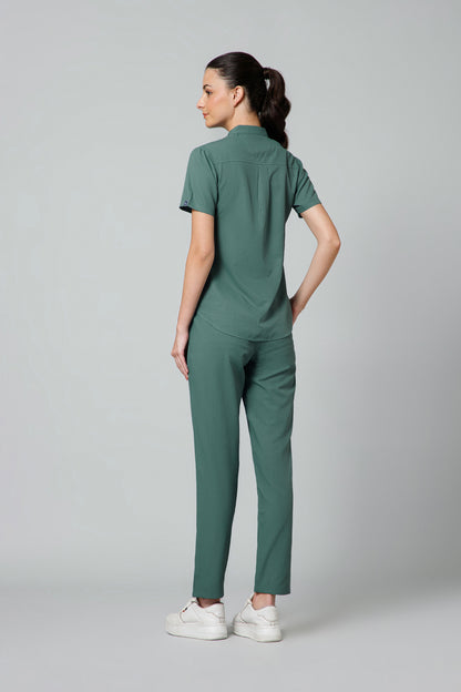 Women’s Mandarin Collar Scrub Suit (Medium Olive) LFP Fabric