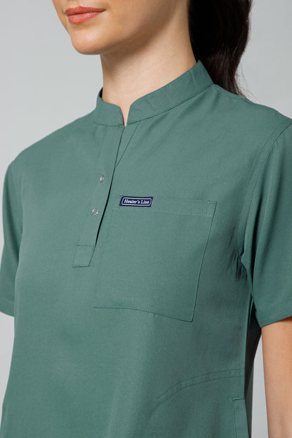 Women’s Mandarin Collar Scrub Suit (Medium Olive) LFP Fabric