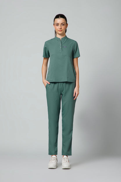Women’s Mandarin Collar Scrub Suit (Medium Olive) LFP Fabric