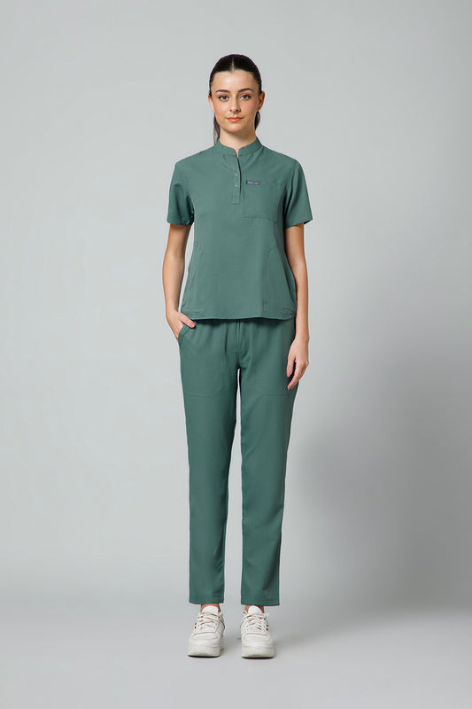 Women’s Mandarin Collar Scrub Suit (Medium Olive) LFP Fabric