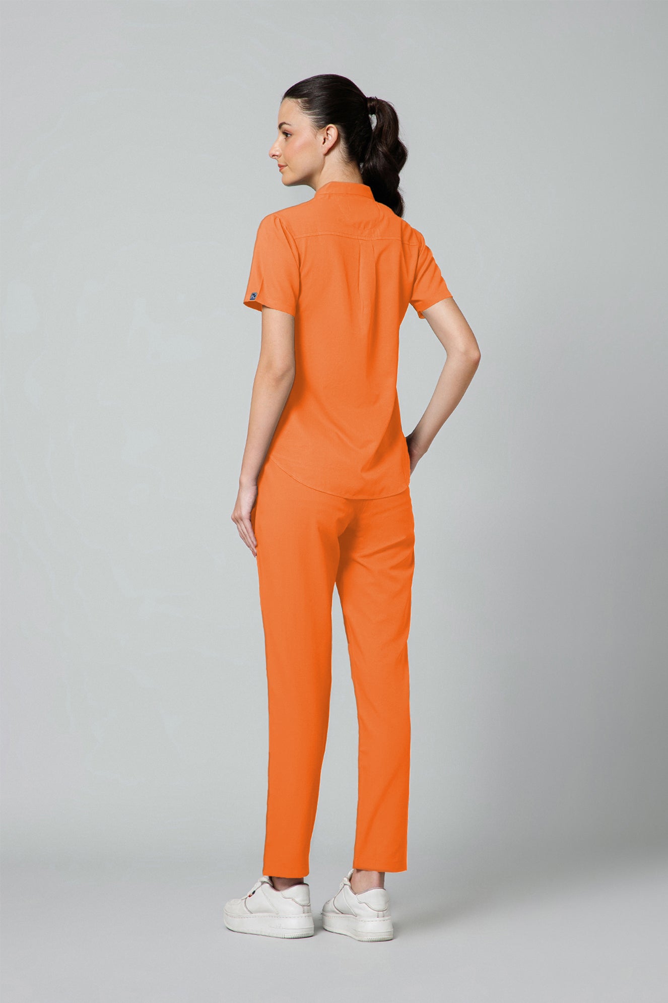 Women’s Mandarin Collar Scrub Suit (Orange) LFP Fabric