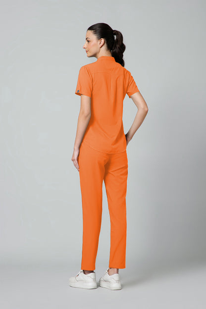 Women’s Mandarin Collar Scrub Suit (Orange) LFP Fabric