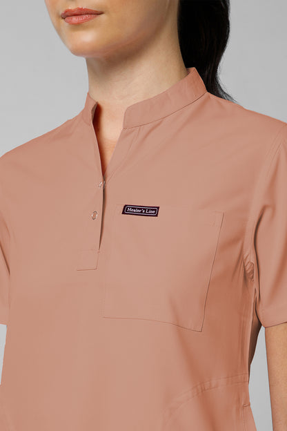 Women’s Mandarin Collar Scrub Suit (Peach) LFP Fabric