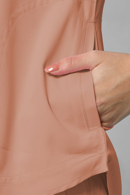 Women’s Mandarin Collar Scrub Suit (Peach) LFP Fabric