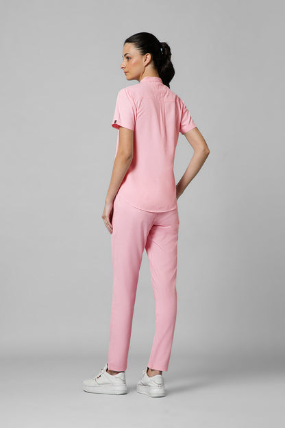 Women’s Mandarin Collar Scrub Suit (Pink) LFP Fabric