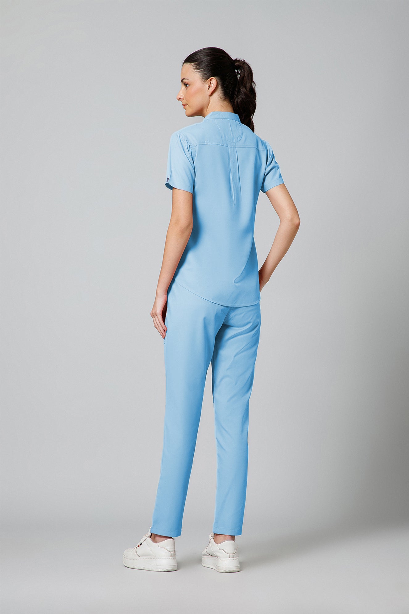 Women’s Mandarin Collar Scrub Suit (Sky Blue) LFP Fabric