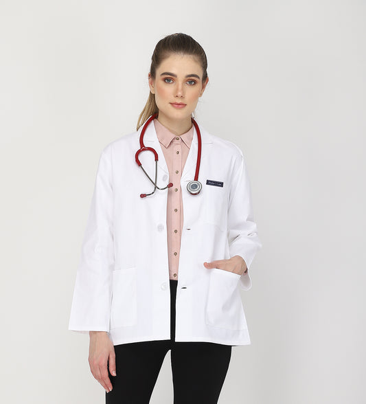 Healer's Line Women's Lab Coat (Button Closure) Full Sleeve - Length 28"