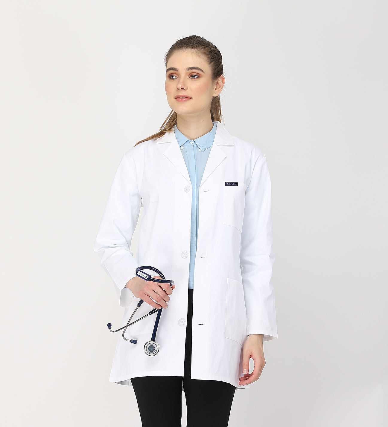Healer's Line Women's Lab Coat (Button Closure) Full Sleeve - Length 32"