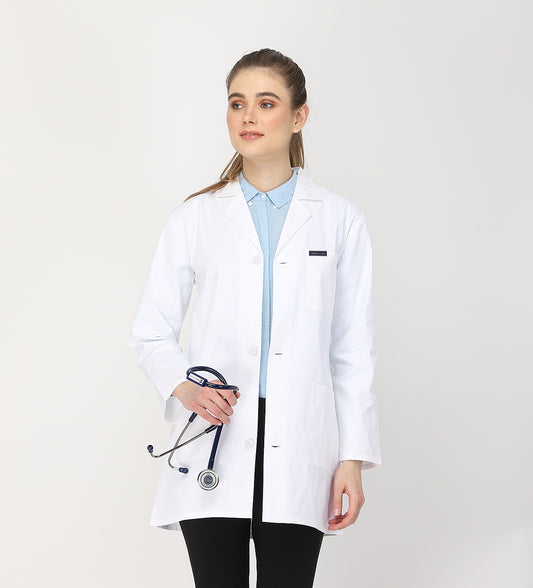 Healer's Line Women's Lab Coat (Button Closure) Full Sleeve - Length 32"