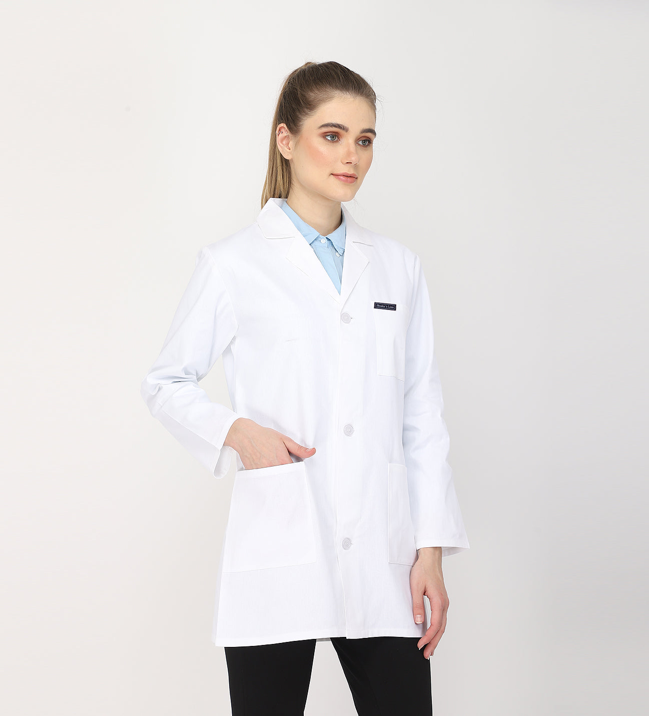 Healer's Line Women's Lab Coat (Button Closure) Full Sleeve - Length 32"