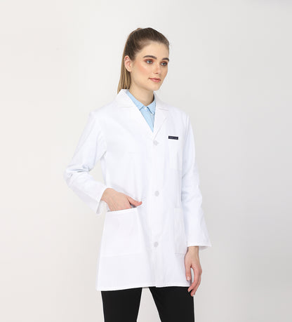 Healer's Line Women's Lab Coat (Button Closure) Full Sleeve - Length 32"