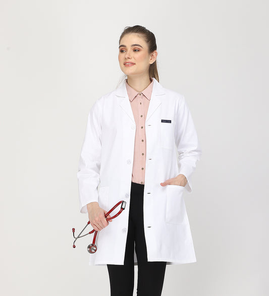 Healer's Line Women's Lab Coat (Button Closure) Full Sleeve - Length 35"