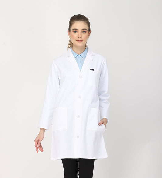 Healer's Line Women's Lab Coat (Button Closure) Full Sleeve - Length 37"