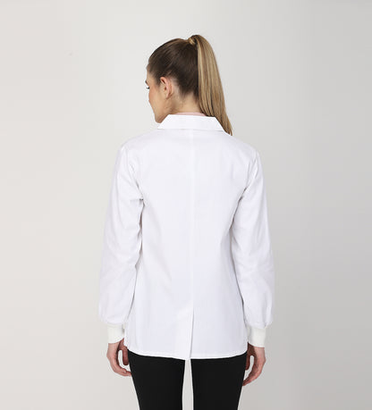 Healer's Line Women's Lab Coat (Button Closure) Full Sleeve with Knit Cuffs - Length 28"