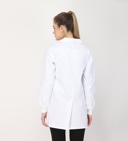 Healer's Line Women's Lab Coat (Button Closure) Full Sleeve with Knit Cuffs - Length 32"