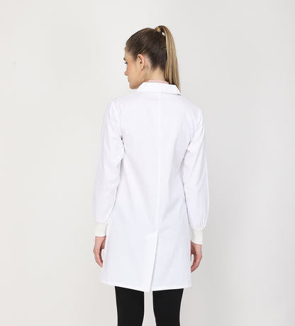 Healer's Line Women's Lab Coat (Button Closure) Full Sleeve with Knit Cuffs - Length 35"