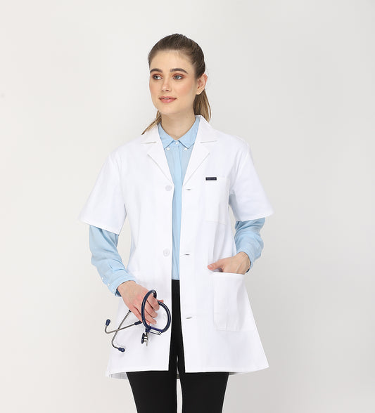 Healer's Line Women's Lab Coat (Button Closure) Half Sleeve - Length 32"
