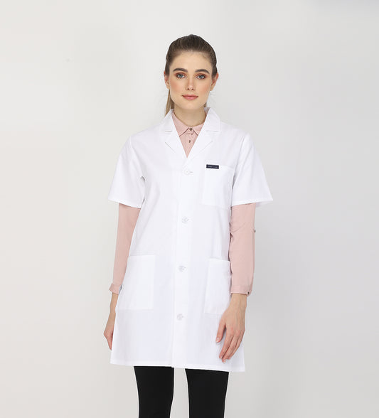 Healer's Line Women's Lab Coat (Button Closure) Half Sleeve - Length 35"