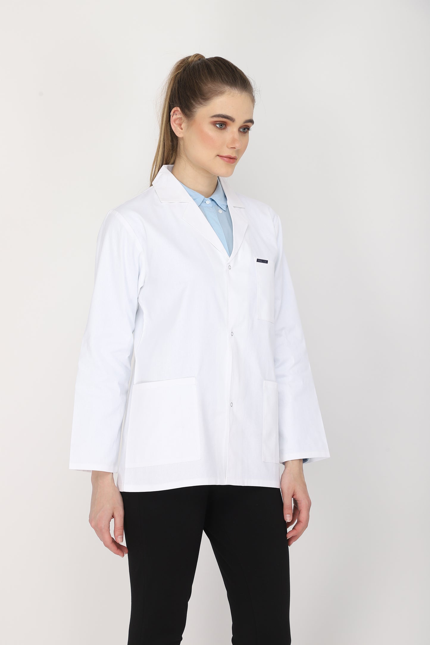 Women's Lab Coat Apron (Snap Closure) Full Sleeve - Length 28"