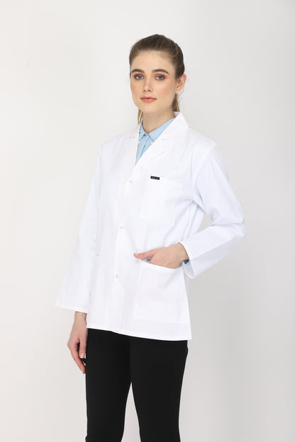 Women's Lab Coat Apron (Snap Closure) Full Sleeve - Length 28"